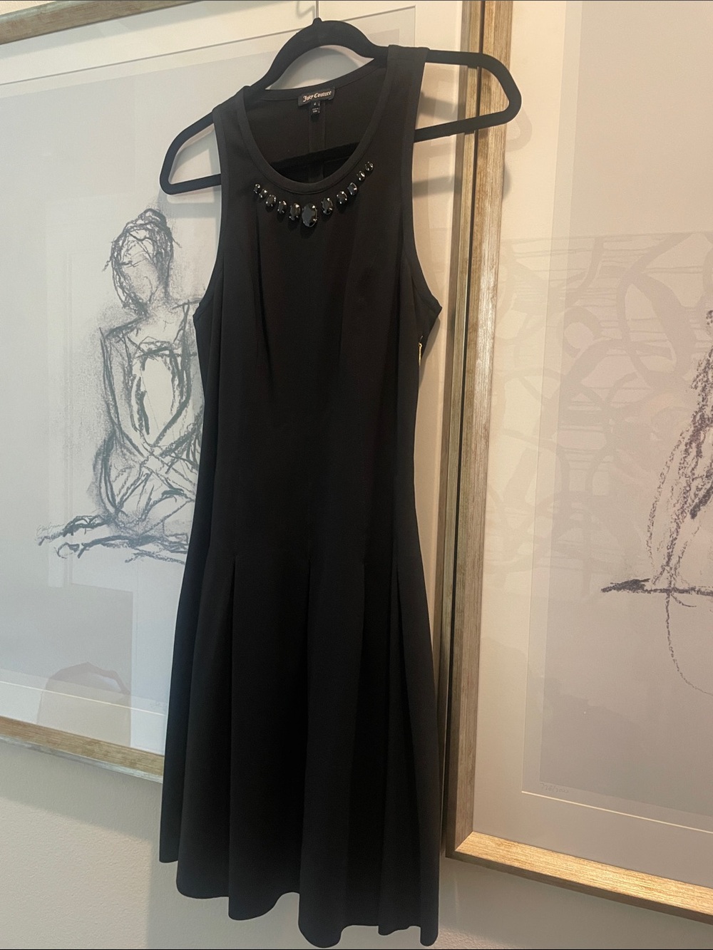 Juicy Couture Black Jewel-Embellished Sleeveless Mini Dress